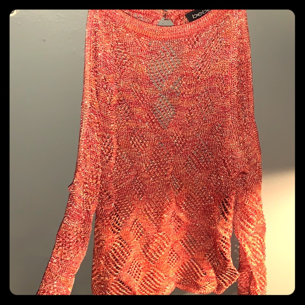 Metallic/crochet halter top w/upper arm cutout top